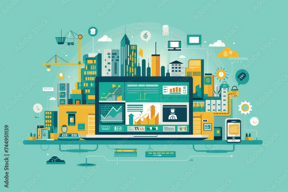 Obraz premium Digital Transformation: Industries are likely to continue adapting to digital transformations. Look for trends in e-commerce, digital marketing