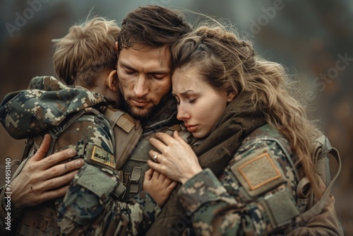 Enduring love: tender moments and unwavering devotion in the embrace of a soldier's heart