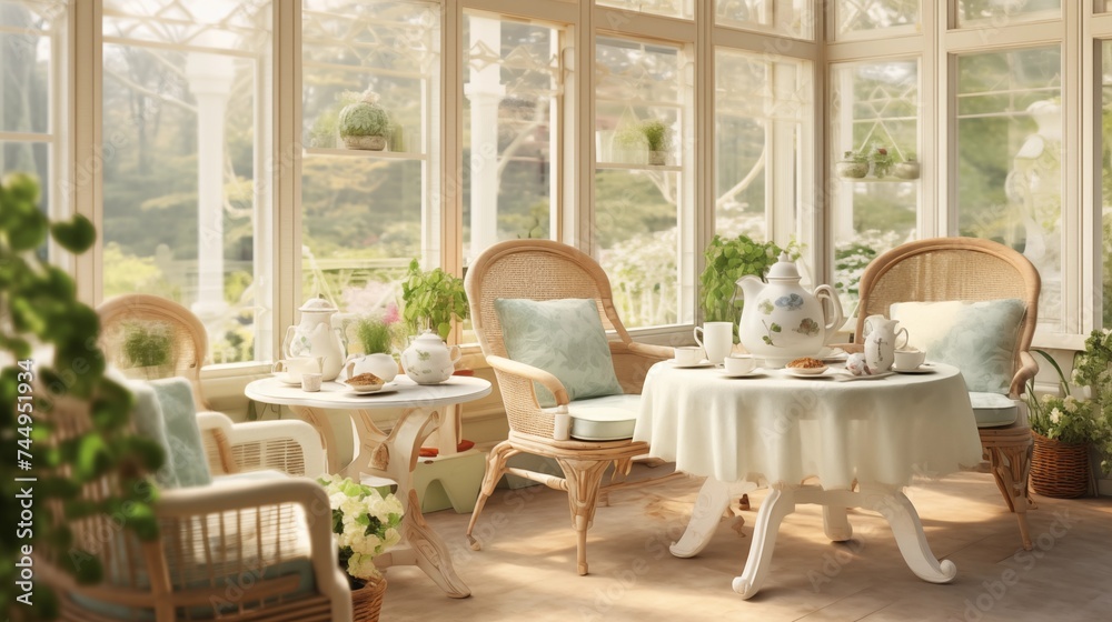 Vintage Tea Room Design a sunroom as a vintage-inspired tea room