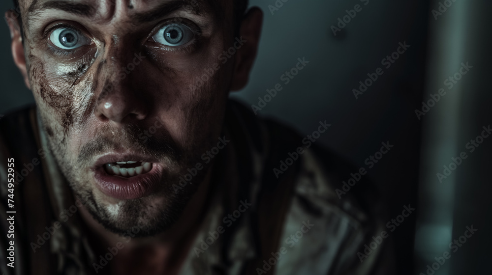 Startled man with a horrified expression. Startled man with a horrified expression.