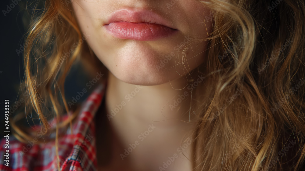 Close-up of a woman's natural lips.
