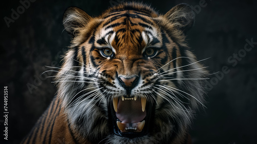 Tiger with a fierce expression.