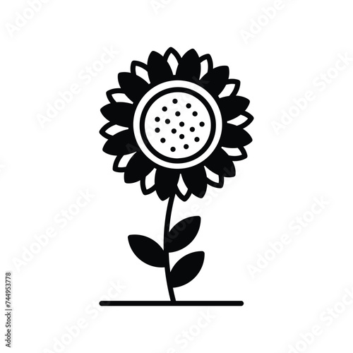 sunflower icon with white background vector stock illustration