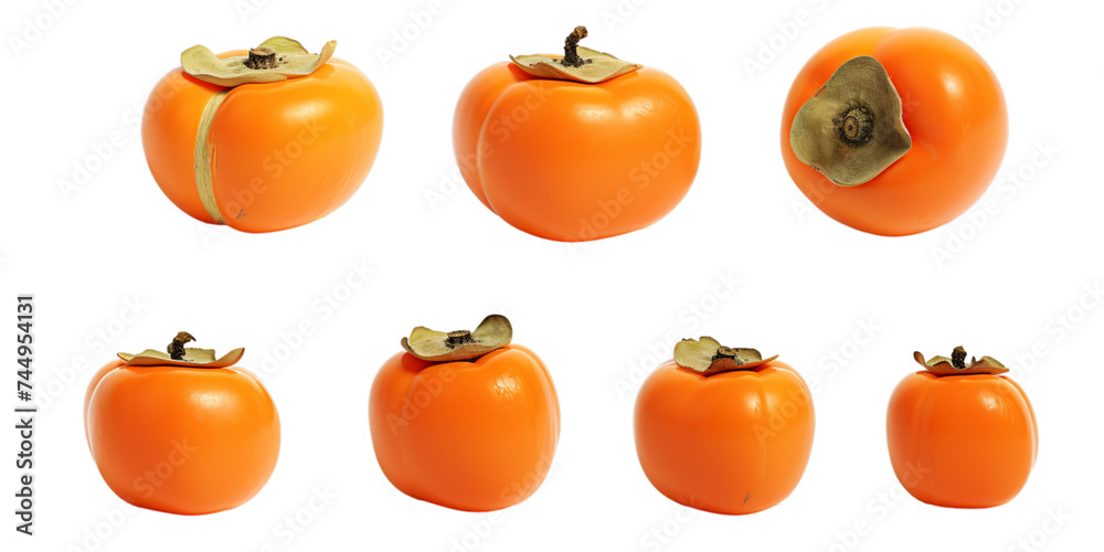Collection of persimmon isolated on a white background as transparent PNG Collection of persimmon isolated on a white background as transparent PNG