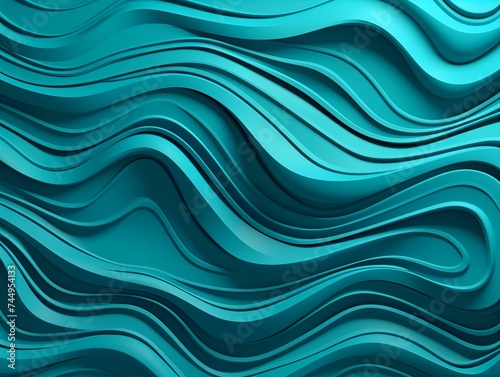 Abstract Wavy Background in Turquoise. Generative AI