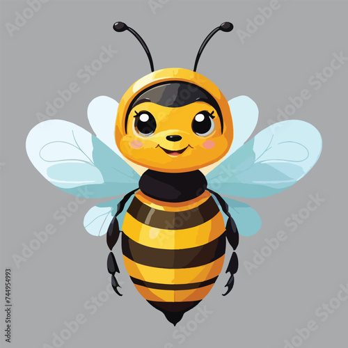 cute happy bee, simple and cartoonist style