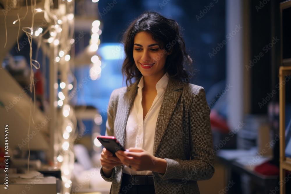 A Smiling Businesswoman Looking At Camera While Scheduling A Delivery Appointment On Her Smartphone A Smiling Businesswoman Looking At Camera While Scheduling A Delivery Appointment On Her Smartphone