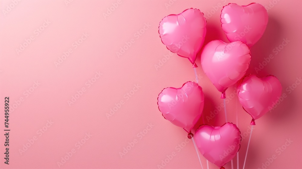 A collection of pink heart balloons offers a dreamy backdrop with space for your custom text