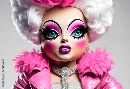 isolated fictional unbranded drag queen toy doll