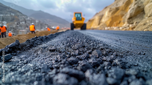 Civil engineers work at road construction sites to supervise new road construction.