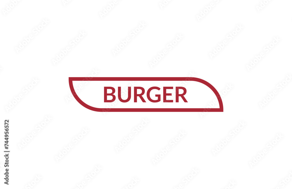 Burger red ribbon label banner. Open available now sign or Burger tag. Burger red ribbon label banner. Open available now sign or Burger tag.