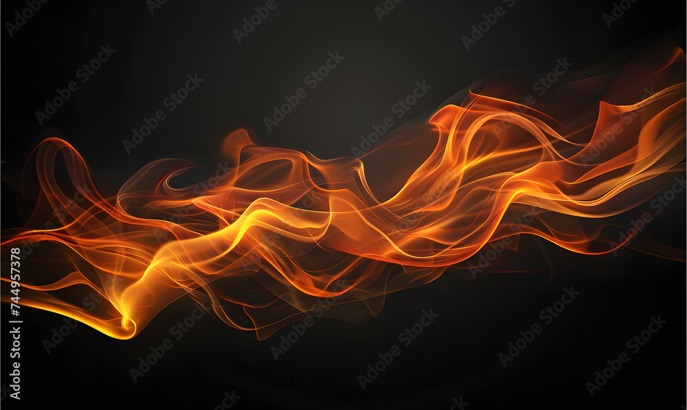 Fototapeta premium Burning fire flames on dark background