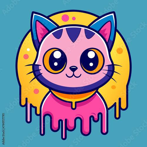 Adorable Cat Design: Cute and Playful Feline Graphic for Trendy T-Shirt Print on Demand, Perfect for Cat Lovers and Casual Wear Enthusiasts