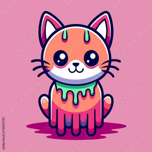 Adorable Cat Design: Cute and Playful Feline Graphic for Trendy T-Shirt Print on Demand, Perfect for Cat Lovers and Casual Wear Enthusiasts