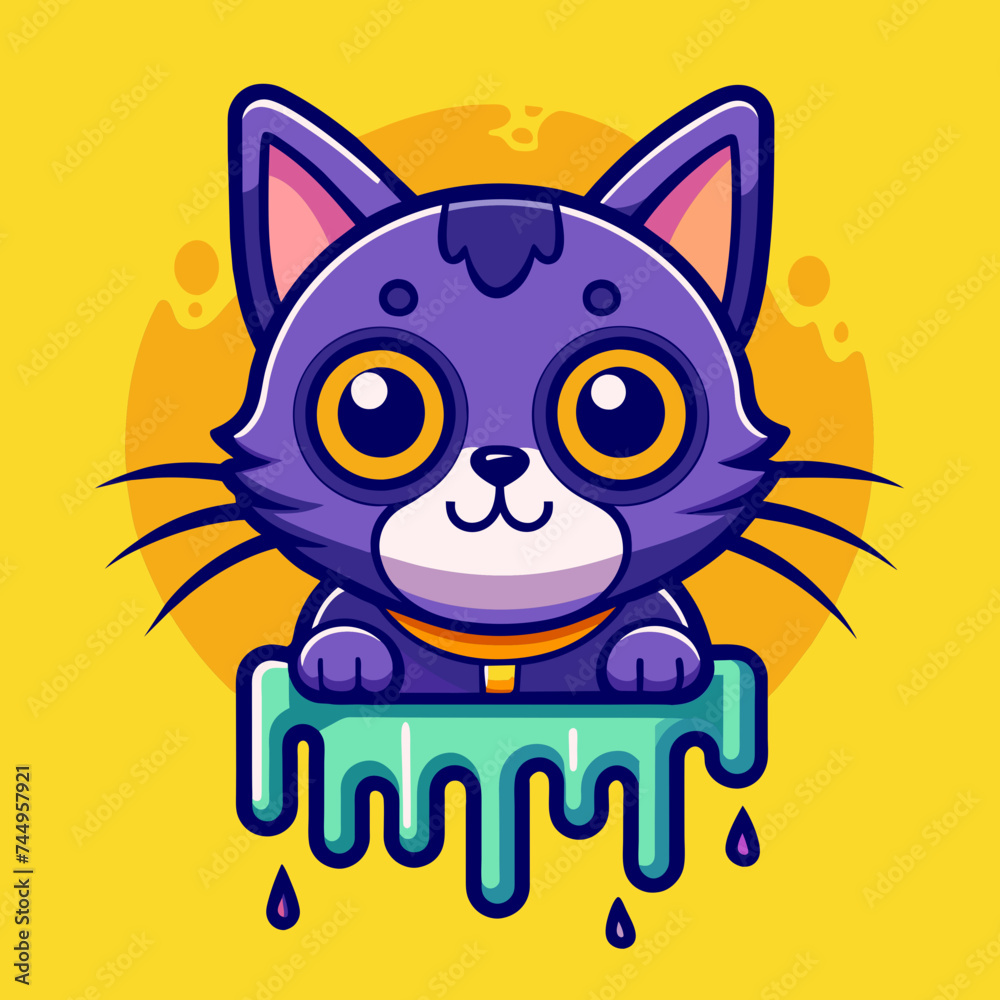 Adorable Cat Design: Cute and Playful Feline Graphic for Trendy T-Shirt Print on Demand, Perfect for Cat Lovers and Casual Wear Enthusiasts