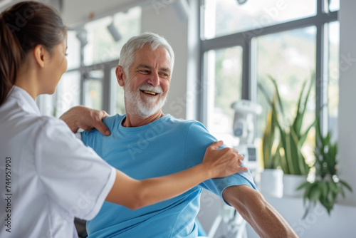 Positive Rehabilitation - Senior Man with a Bright Smile During Physiotherapy