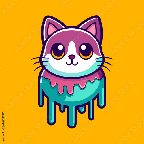 Adorable Cat Design: Cute and Playful Feline Graphic for Trendy T-Shirt Print on Demand, Perfect for Cat Lovers and Casual Wear Enthusiasts