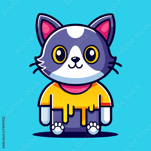 Adorable Cat Design: Cute and Playful Feline Graphic for Trendy T-Shirt Print on Demand, Perfect for Cat Lovers and Casual Wear Enthusiasts