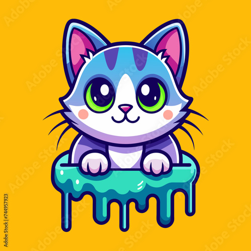 Adorable Cat Design: Cute and Playful Feline Graphic for Trendy T-Shirt Print on Demand, Perfect for Cat Lovers and Casual Wear Enthusiasts