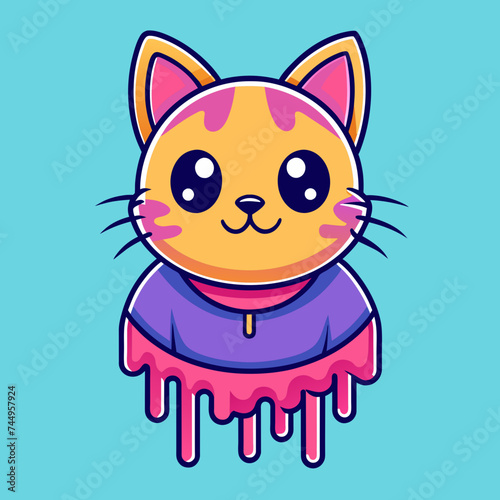 Adorable Cat Design: Cute and Playful Feline Graphic for Trendy T-Shirt Print on Demand, Perfect for Cat Lovers and Casual Wear Enthusiasts