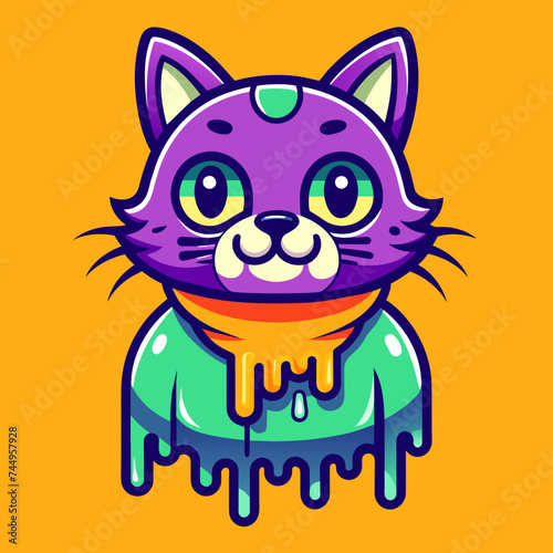 Adorable Cat Design: Cute and Playful Feline Graphic for Trendy T-Shirt Print on Demand, Perfect for Cat Lovers and Casual Wear Enthusiasts