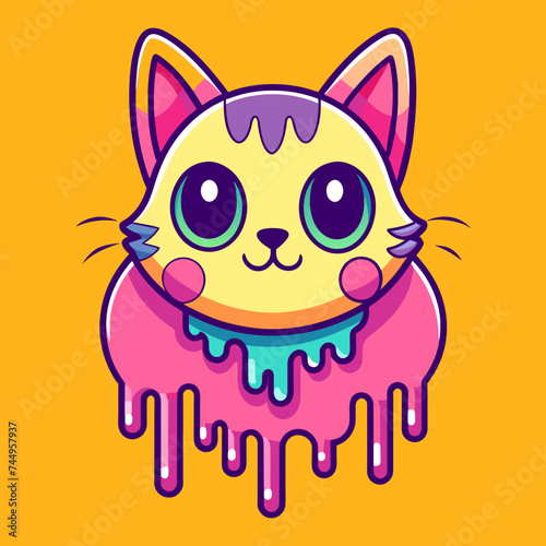 Adorable Cat Design: Cute and Playful Feline Graphic for Trendy T-Shirt Print on Demand, Perfect for Cat Lovers and Casual Wear Enthusiasts