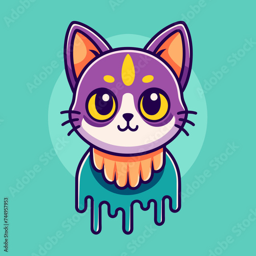Adorable Cat Design: Cute and Playful Feline Graphic for Trendy T-Shirt Print on Demand, Perfect for Cat Lovers and Casual Wear Enthusiasts