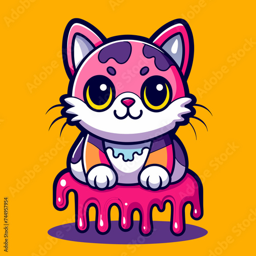 Adorable Cat Design: Cute and Playful Feline Graphic for Trendy T-Shirt Print on Demand, Perfect for Cat Lovers and Casual Wear Enthusiasts