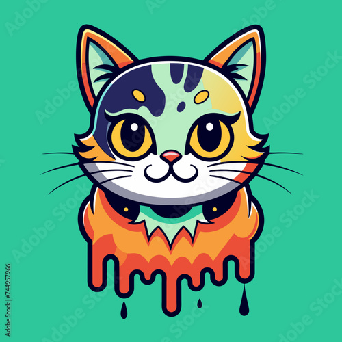 Adorable Cat Design: Cute and Playful Feline Graphic for Trendy T-Shirt Print on Demand, Perfect for Cat Lovers and Casual Wear Enthusiasts