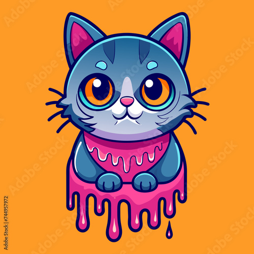 Adorable Cat Design: Cute and Playful Feline Graphic for Trendy T-Shirt Print on Demand, Perfect for Cat Lovers and Casual Wear Enthusiasts