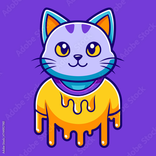 Adorable Cat Design: Cute and Playful Feline Graphic for Trendy T-Shirt Print on Demand, Perfect for Cat Lovers and Casual Wear Enthusiasts