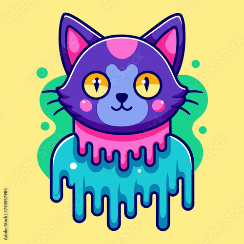Adorable Cat Design: Cute and Playful Feline Graphic for Trendy T-Shirt Print on Demand, Perfect for Cat Lovers and Casual Wear Enthusiasts