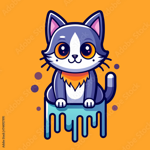 Adorable Cat Design: Cute and Playful Feline Graphic for Trendy T-Shirt Print on Demand, Perfect for Cat Lovers and Casual Wear Enthusiasts