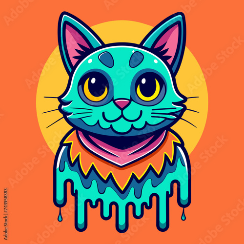 Adorable Cat Design  Cute and Playful Feline Graphic for Trendy T-Shirt Print on Demand  Perfect for Cat Lovers and Casual Wear Enthusiasts