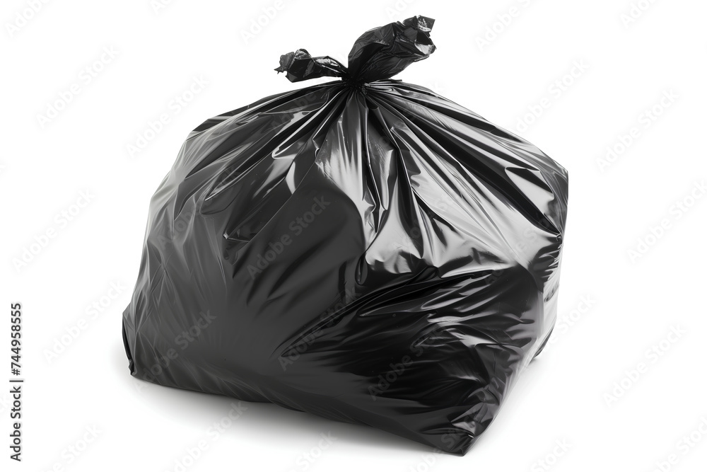 black garbage bag on a white isolated background