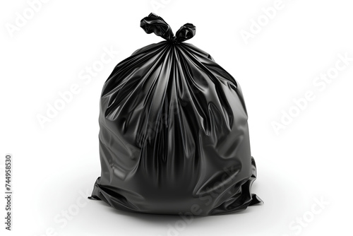 black garbage bag on a white isolated background