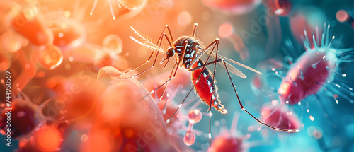 Macro photo shot of a mosquito with a blurred background, Close up, macro lens photography