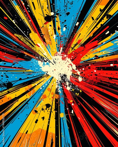 Wallpaper Mural closeup explosion paint sonic centered design explosive white canvas background empty daylight blast brightly colored Torontodigital.ca