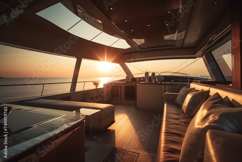 interior of luxury motoryacht at sunset © VisualVanguard