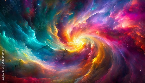 Vibrant colors space background, colorful galaxy 