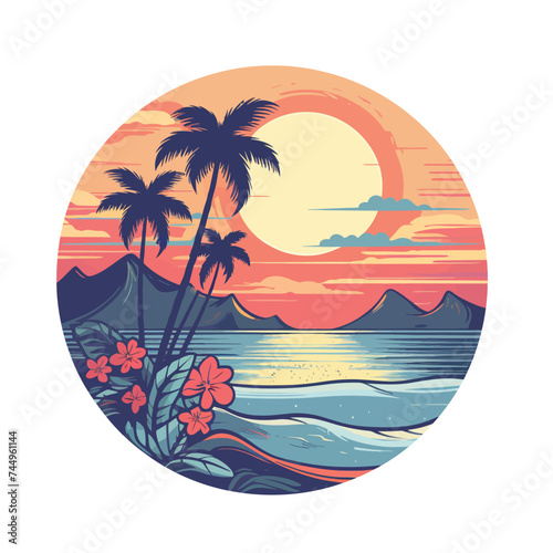 tropical island with palm trees