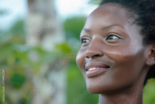 Beautiful young diverse woman portrait with the subject looking at the camera