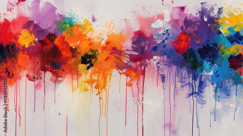 Fototapeta premium Vibrant abstract background of paint splashes, modern and contemporary design. Multilayered surfaces