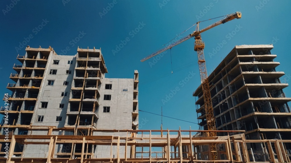 Construction on the building site background