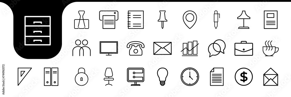 office equipment icon lines minimal collection design vector office equipment icon lines minimal collection design vector