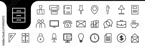 office equipment icon lines minimal collection design vector