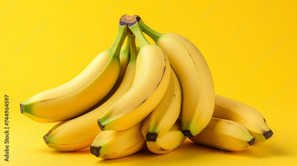 Bunch of bananas on white background - Healthy food and diet concept