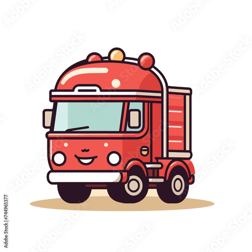 cartoon kawai fire truck