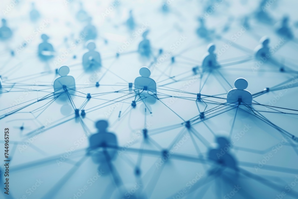 Conceptual image of a network, blue figures linked in a web of connections symbolizing community and communication.
Conceptual image of a network, blue figures linked in a web of connections symbolizing community and communication.