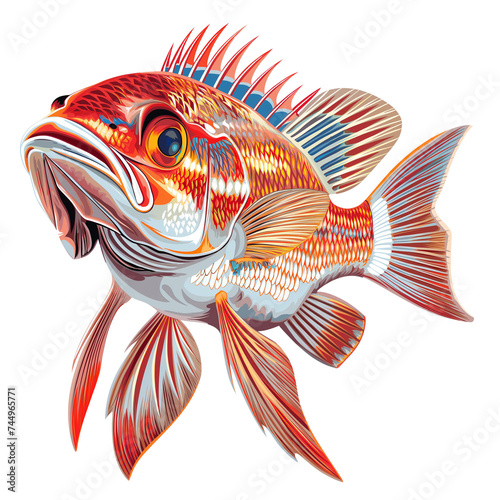 Siamese Fighting Fish in Vector Illustration: Isolated on White Background with Artistic Design, Perfect for Nature and Sea-themed Decorations